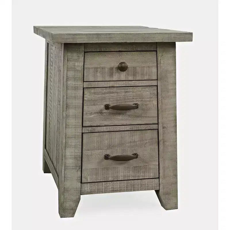Telluride Rustic Farmhouse Solid Wood USB Charging Chairside End Table
