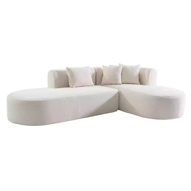 108W Corner Sofa Couch with Curved Seat and Wide Stitching, Perfect for Living Room, Bedroom, Office, Beige/Gray