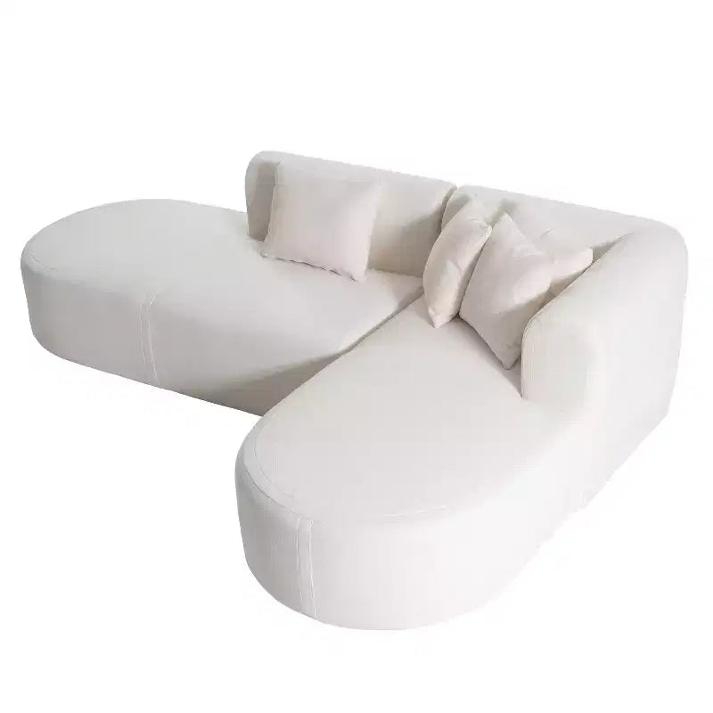 108W Corner Sofa Couch with Curved Seat and Wide Stitching, Perfect for Living Room, Bedroom, Office, Beige/Gray