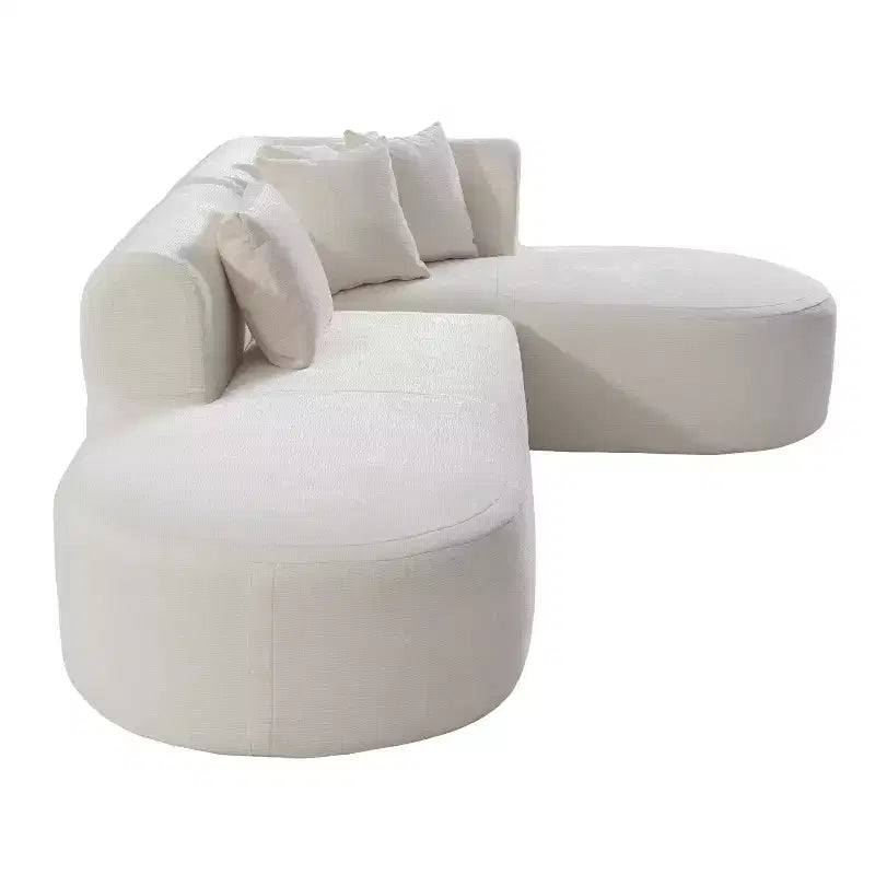 108W Corner Sofa Couch with Curved Seat and Wide Stitching, Perfect for Living Room, Bedroom, Office, Beige/Gray