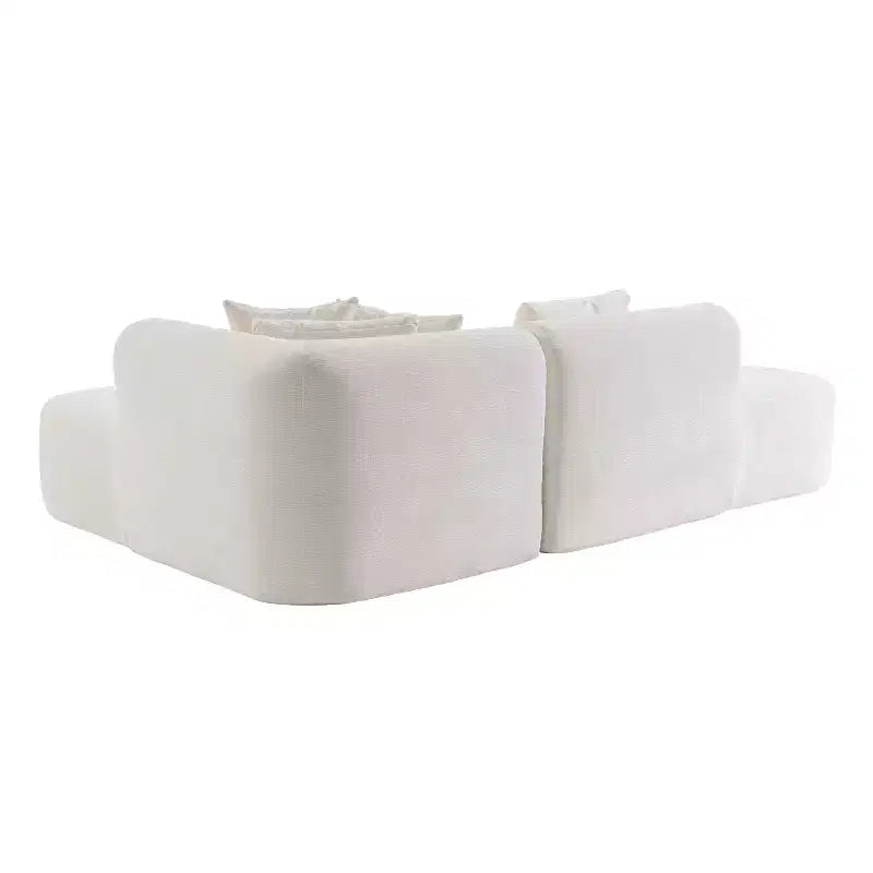 108W Corner Sofa Couch with Curved Seat and Wide Stitching, Perfect for Living Room, Bedroom, Office, Beige/Gray