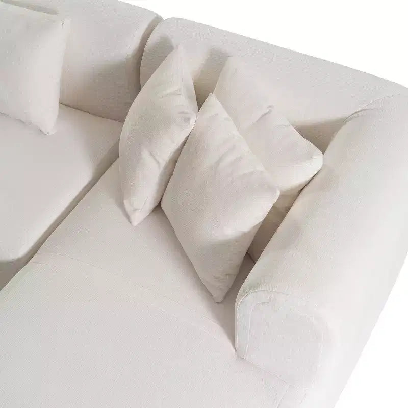 108W Corner Sofa Couch with Curved Seat and Wide Stitching, Perfect for Living Room, Bedroom, Office, Beige/Gray