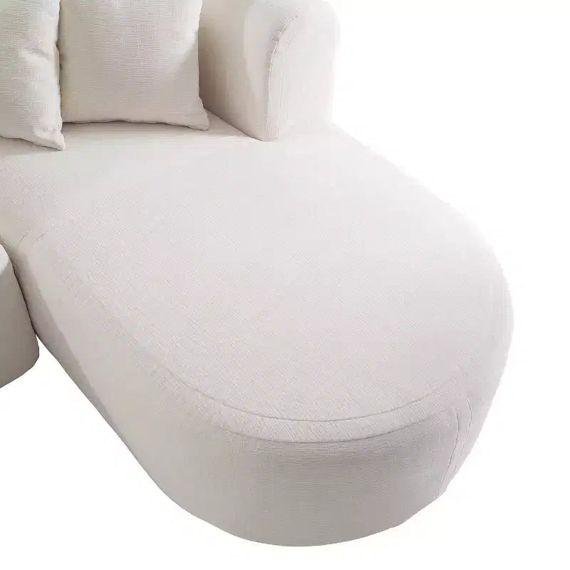 108W Corner Sofa Couch with Curved Seat and Wide Stitching, Perfect for Living Room, Bedroom, Office, Beige/Gray