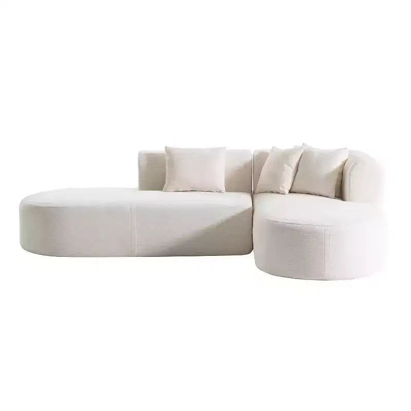 108W Corner Sofa Couch with Curved Seat and Wide Stitching, Perfect for Living Room, Bedroom, Office, Beige/Gray