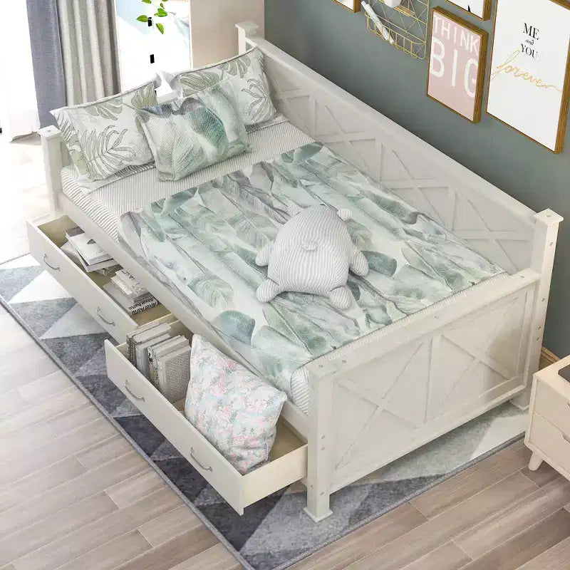 Modern and Rustic Casual Style Twin Size Wood Daybed