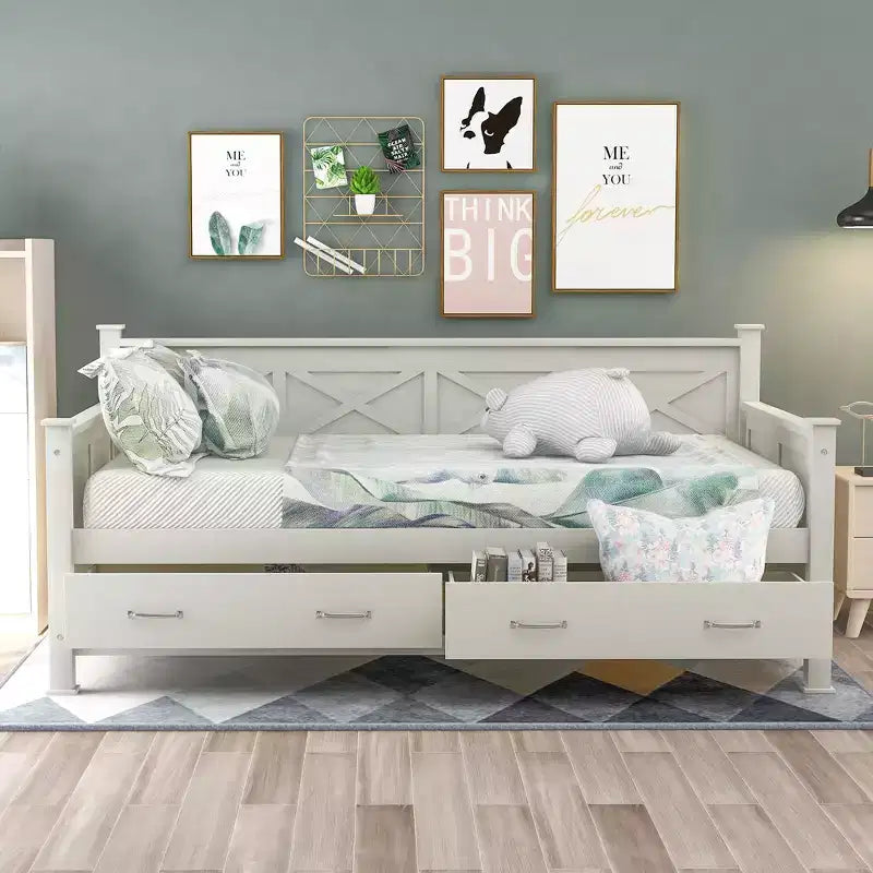 Modern and Rustic Casual Style Twin Size Wood Daybed