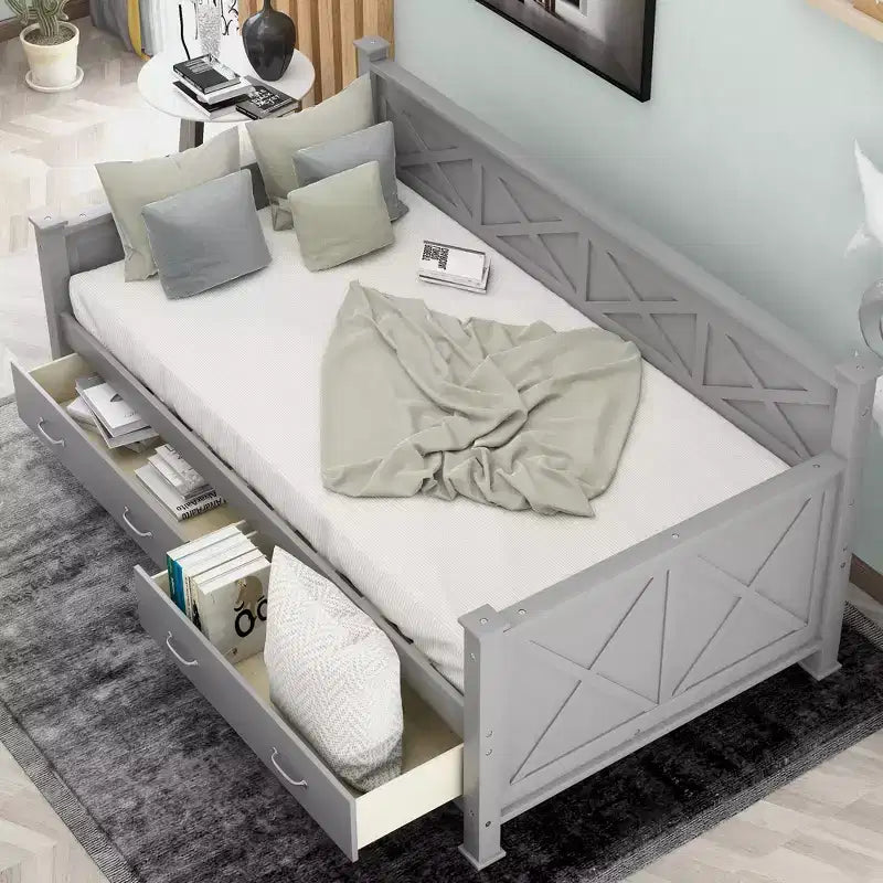 Modern and Rustic Casual Style Twin Size Wood Daybed