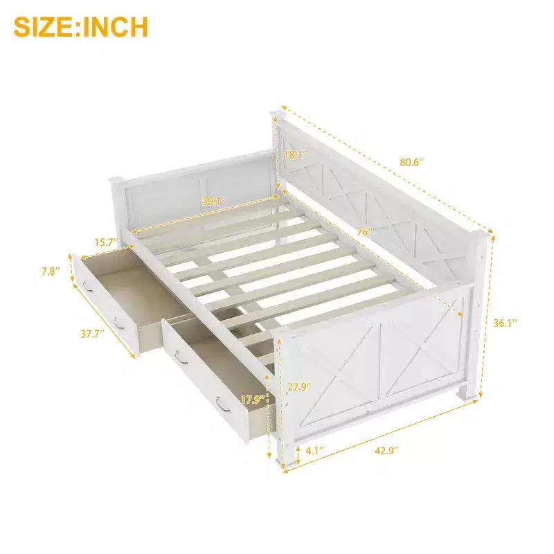 Modern and Rustic Casual Style Twin Size Wood Daybed