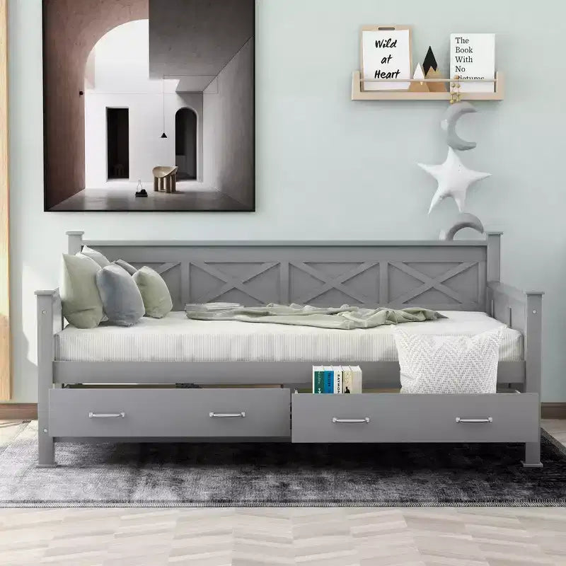 Modern and Rustic Casual Style Twin Size Wood Daybed