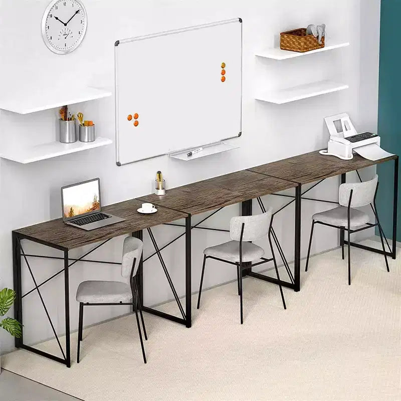Modern Small Computer Folding Desk For Home Office, Brown, 39in