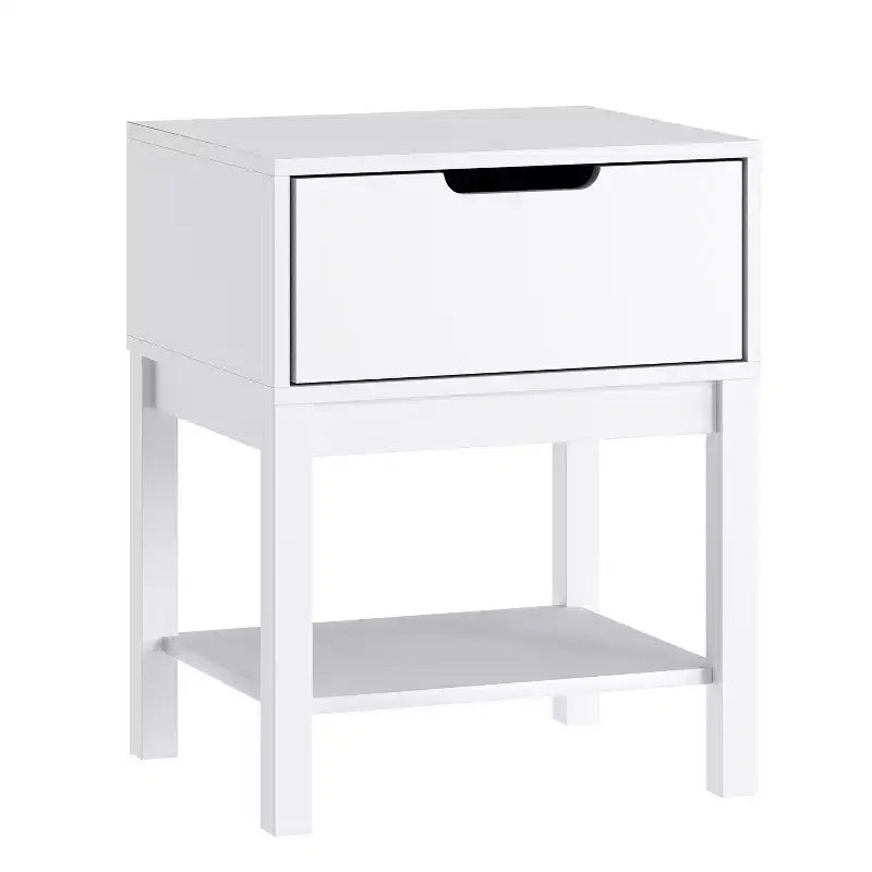 Kids Single-Drawer Night Stand with Solid Wood Frame, Side Table for Kids Bedroom with Open Shelf