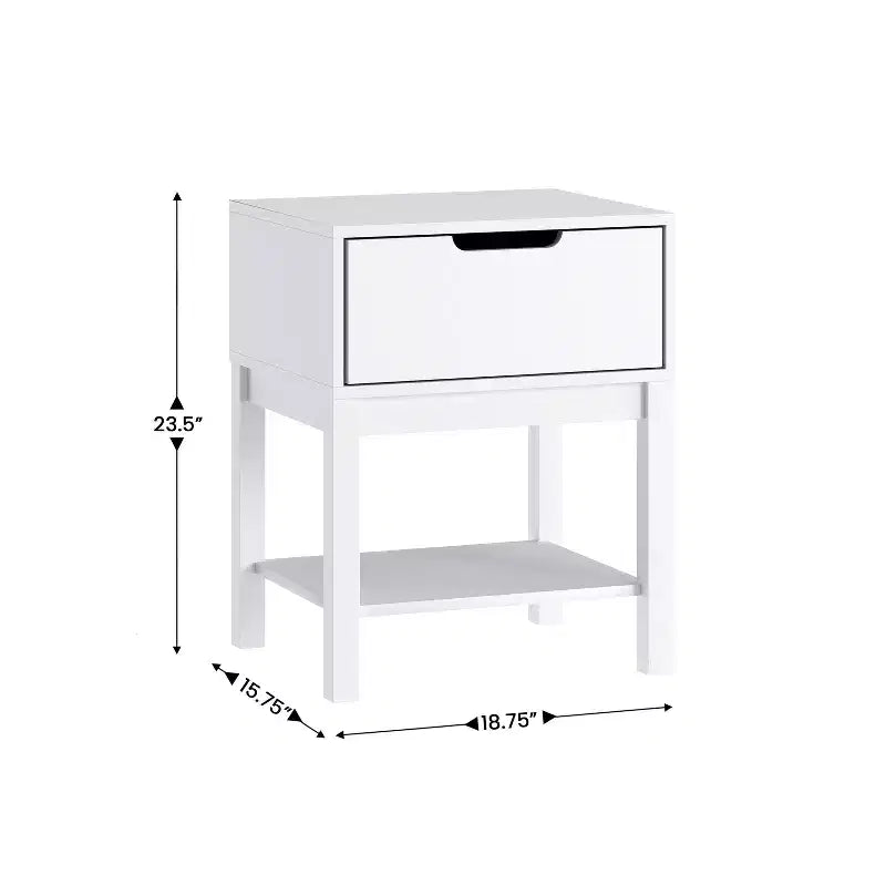 Kids Single-Drawer Night Stand with Solid Wood Frame, Side Table for Kids Bedroom with Open Shelf