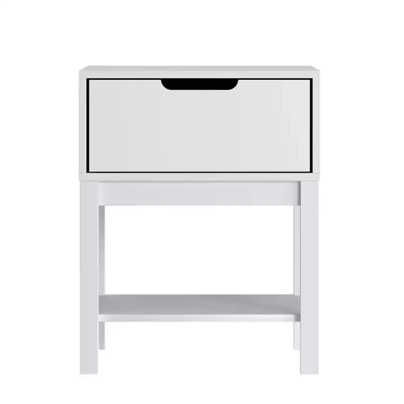 Kids Single-Drawer Night Stand with Solid Wood Frame, Side Table for Kids Bedroom with Open Shelf