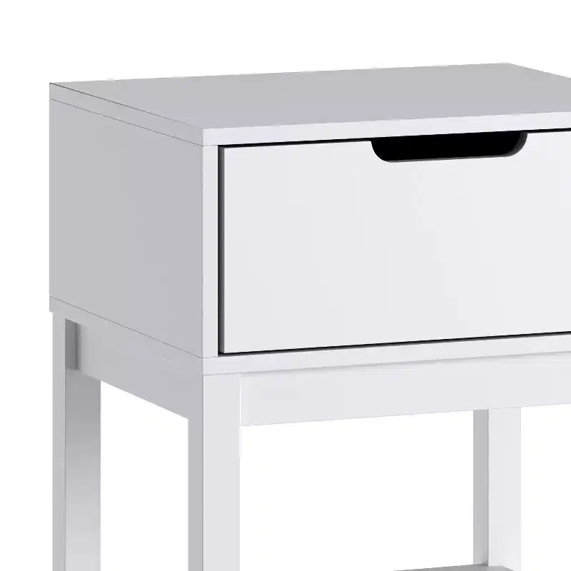 Kids Single-Drawer Night Stand with Solid Wood Frame, Side Table for Kids Bedroom with Open Shelf