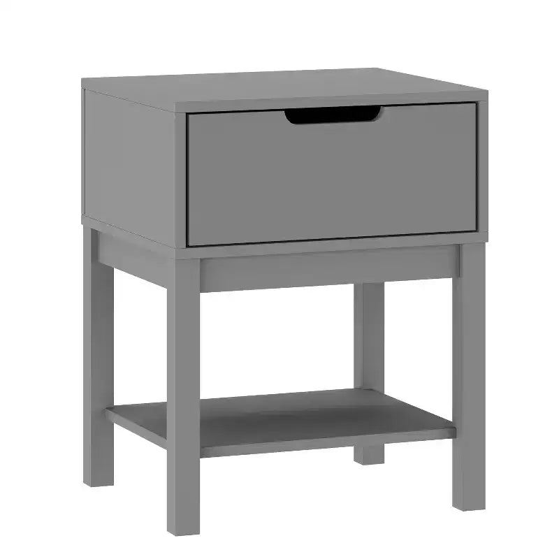 Kids Single-Drawer Night Stand with Solid Wood Frame, Side Table for Kids Bedroom with Open Shelf
