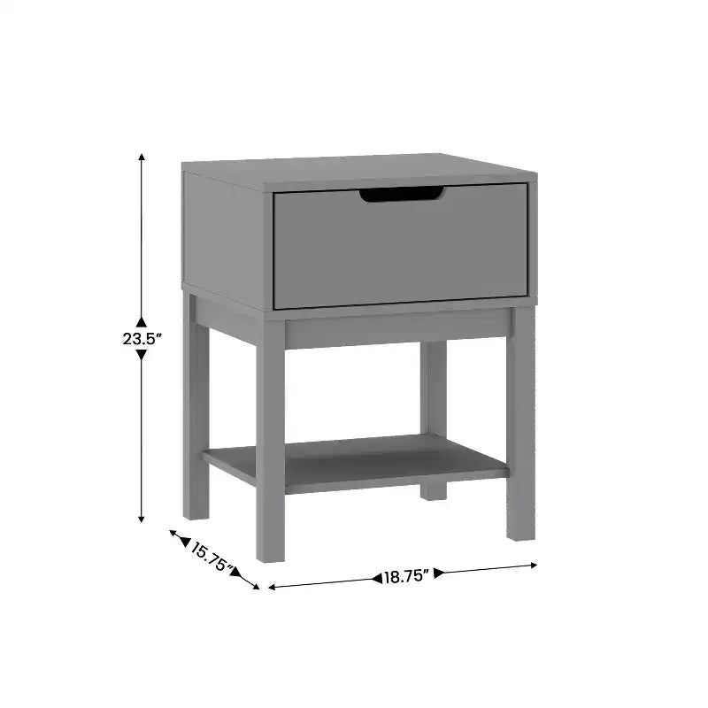 Kids Single-Drawer Night Stand with Solid Wood Frame, Side Table for Kids Bedroom with Open Shelf