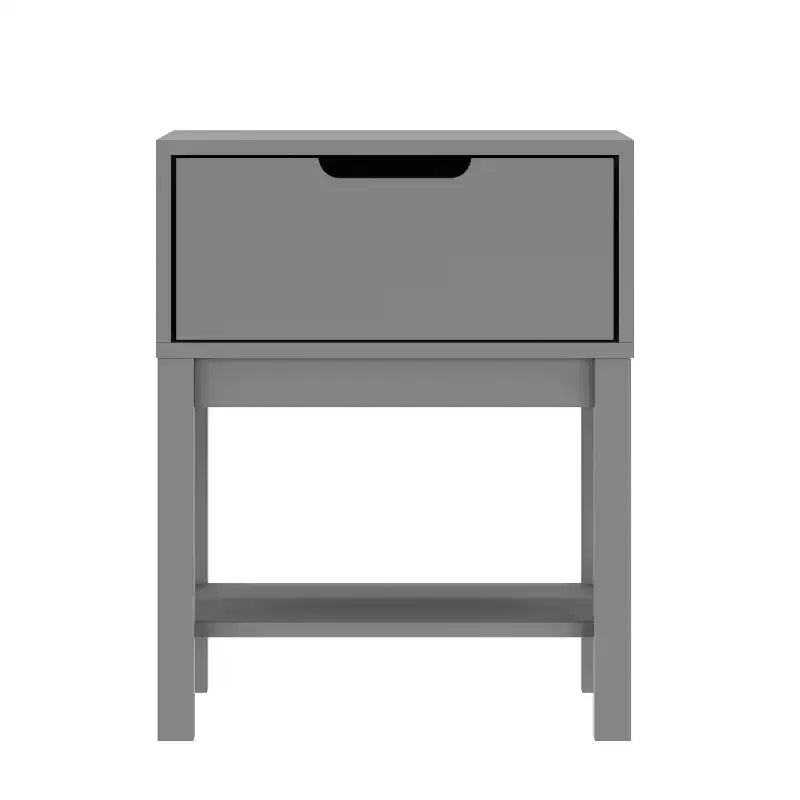 Kids Single-Drawer Night Stand with Solid Wood Frame, Side Table for Kids Bedroom with Open Shelf