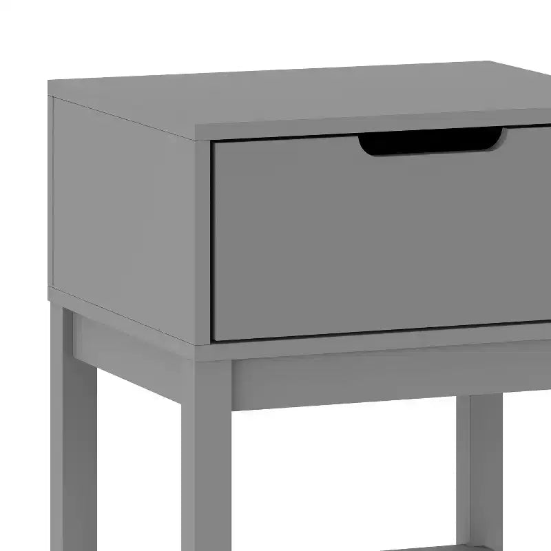 Kids Single-Drawer Night Stand with Solid Wood Frame, Side Table for Kids Bedroom with Open Shelf