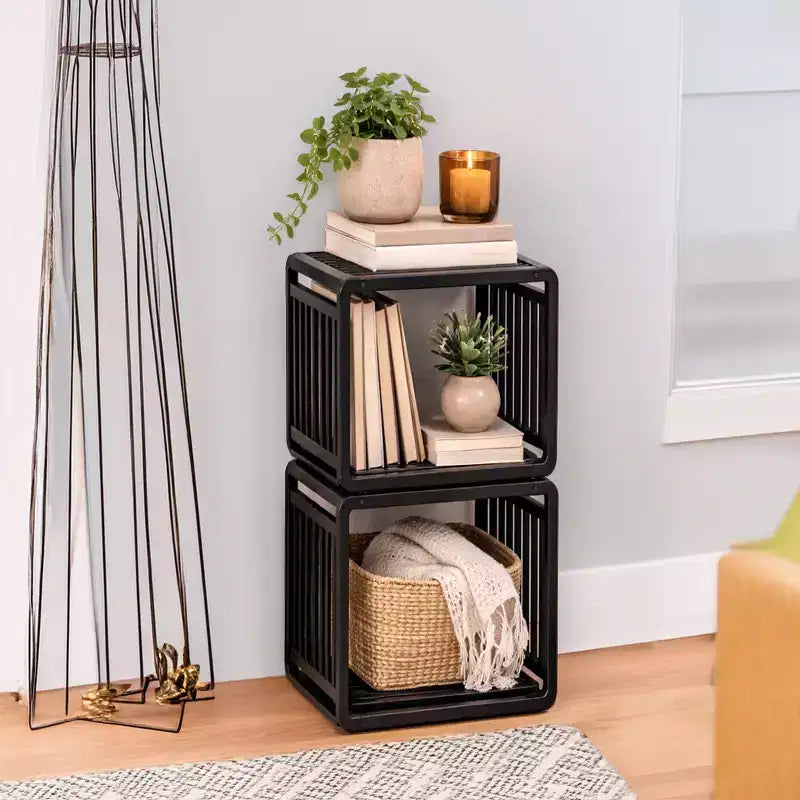 Bamboo Cube Storage, 13" Stackable Shelf Organizer