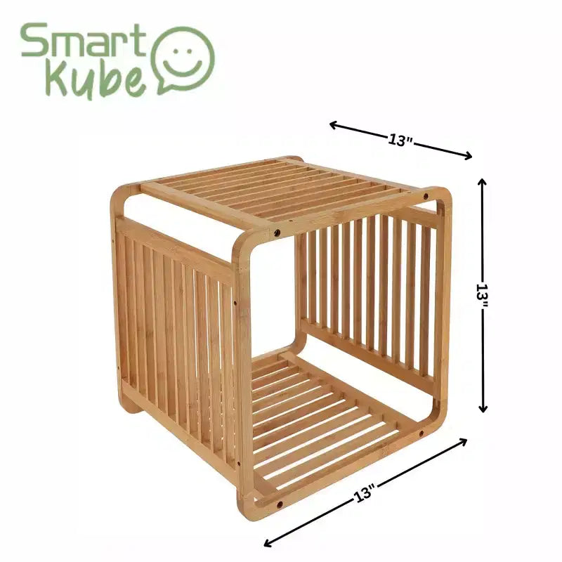 Bamboo Cube Storage, 13" Stackable Shelf Organizer