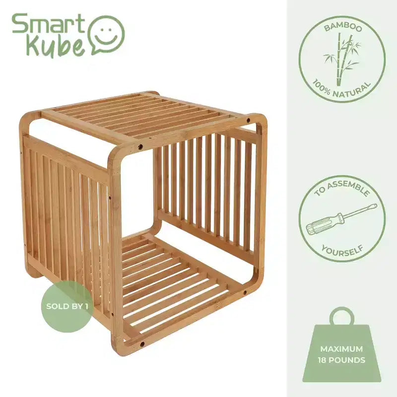 Bamboo Cube Storage, 13" Stackable Shelf Organizer