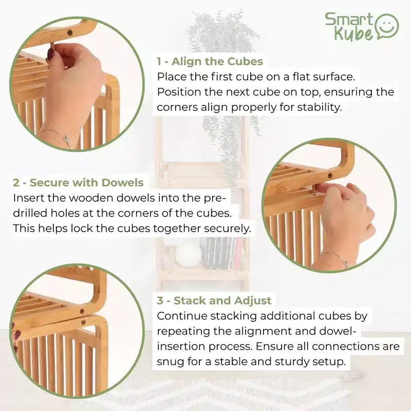 Bamboo Cube Storage, 13" Stackable Shelf Organizer