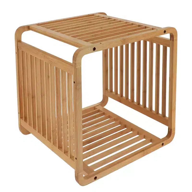 Bamboo Cube Storage, 13" Stackable Shelf Organizer