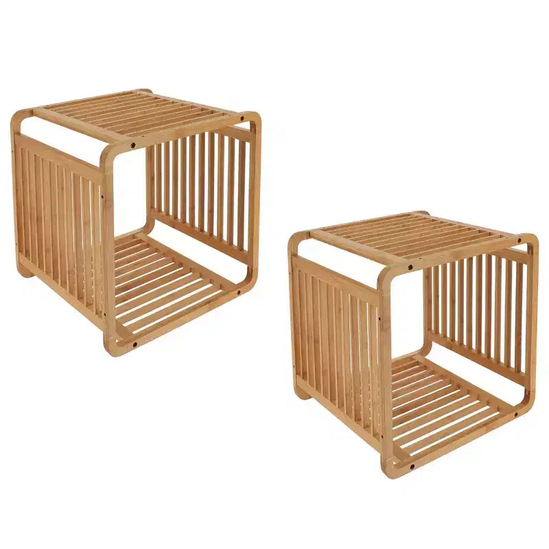 Bamboo Cube Storage, 13" Stackable Shelf Organizer