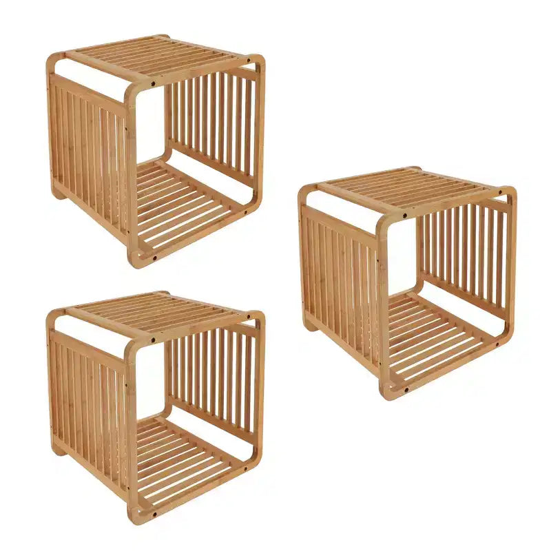 Bamboo Cube Storage, 13" Stackable Shelf Organizer