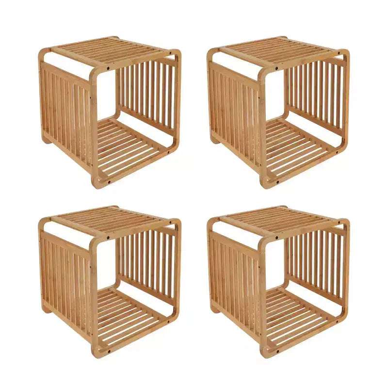 Bamboo Cube Storage, 13" Stackable Shelf Organizer