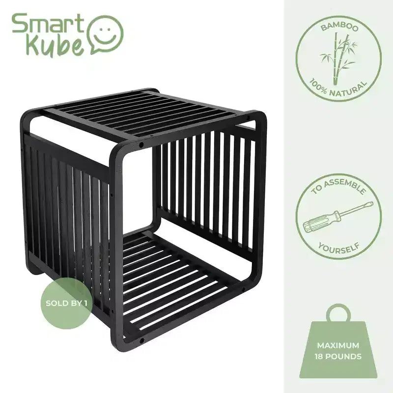 Bamboo Cube Storage, 13" Stackable Shelf Organizer