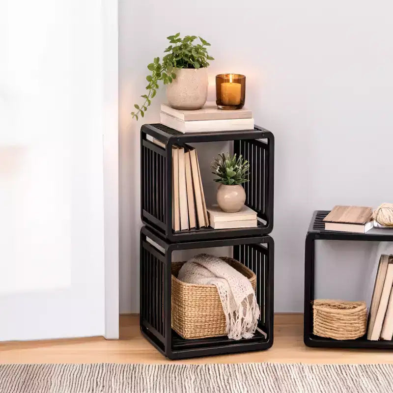 Bamboo Cube Storage, 13" Stackable Shelf Organizer