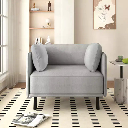 39-Inch Vintage Lounge Chair with Polyester Upholstery, Solid Wood Frame and Steel Legs, for Relaxation