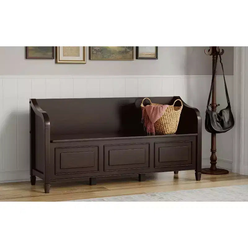 Hampshire SOLID WOOD 56 inch Wide Traditional Wide Entryway Storage Bench