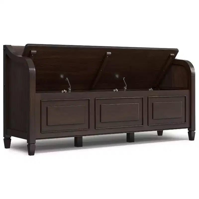 Hampshire SOLID WOOD 56 inch Wide Traditional Wide Entryway Storage Bench