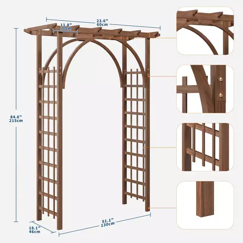 Sturdy Wood 85 Garden Arbor Trellis - Outdoor Pergola Arch for Climbing Plants, Wedding/Patio/Lawn/Backyard, Easy Assembly