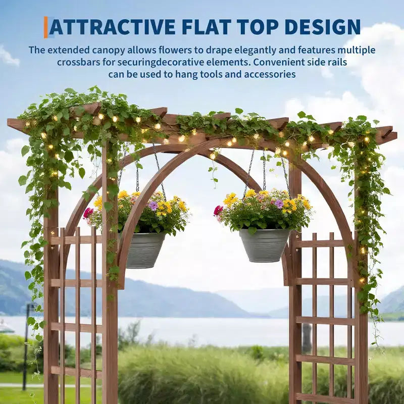 Sturdy Wood 85 Garden Arbor Trellis - Outdoor Pergola Arch for Climbing Plants, Wedding/Patio/Lawn/Backyard, Easy Assembly