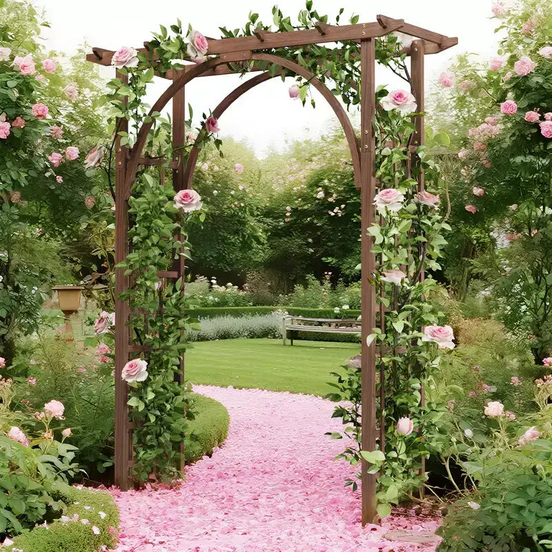 Sturdy Wood 85 Garden Arbor Trellis - Outdoor Pergola Arch for Climbing Plants, Wedding/Patio/Lawn/Backyard, Easy Assembly