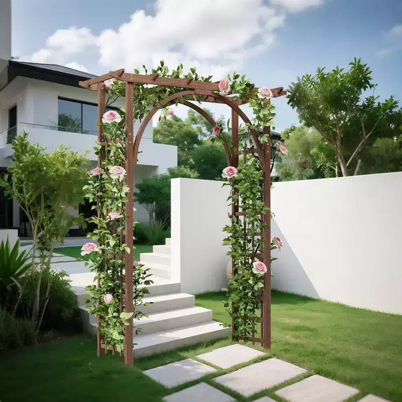 Sturdy Wood 85 Garden Arbor Trellis - Outdoor Pergola Arch for Climbing Plants, Wedding/Patio/Lawn/Backyard, Easy Assembly