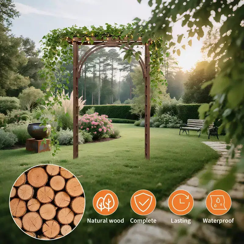 Sturdy Wood 85 Garden Arbor Trellis - Outdoor Pergola Arch for Climbing Plants, Wedding/Patio/Lawn/Backyard, Easy Assembly