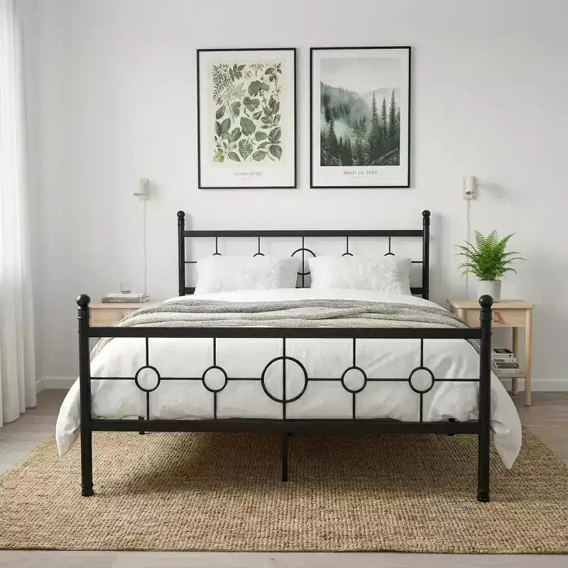 Metal Bed Frame with Headboard, Metal Platform Bed Frame, No Box Spring Needed, Noise Free, Easy Assembly