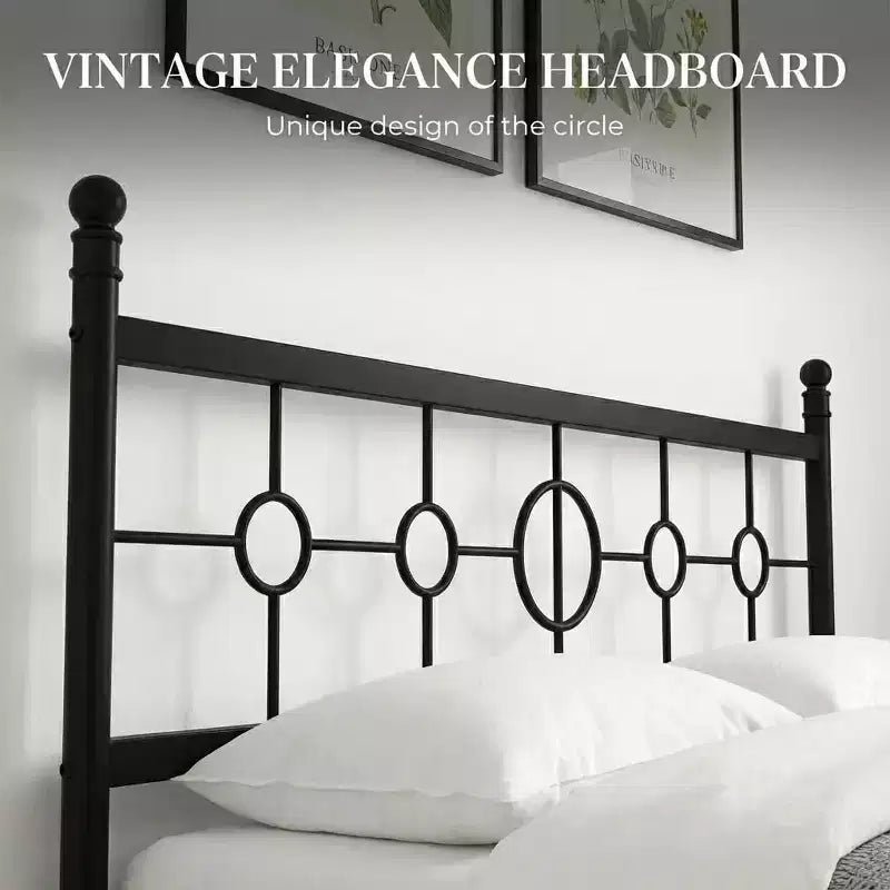 Metal Bed Frame with Headboard, Metal Platform Bed Frame, No Box Spring Needed, Noise Free, Easy Assembly
