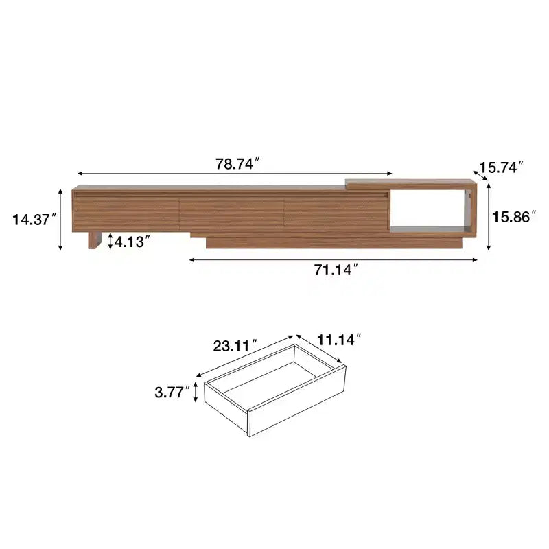 78.74–102.3" Extendable TV Stand with 3 Drawers, Textured Front Design & Modern Media Console for Living Room