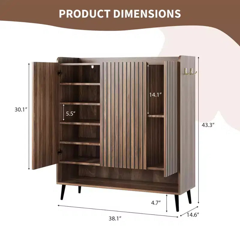 Shoe Cabinet, 30 Pairs Large Shoe Organizer with 3 Doors & Adjustable Shelves for Entryway
