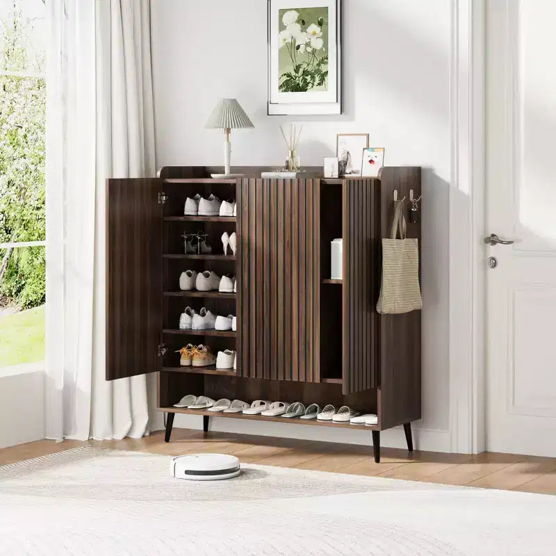 Shoe Cabinet, 30 Pairs Large Shoe Organizer with 3 Doors & Adjustable Shelves for Entryway