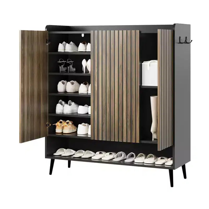 Shoe Cabinet, 30 Pairs Large Shoe Organizer with 3 Doors & Adjustable Shelves for Entryway