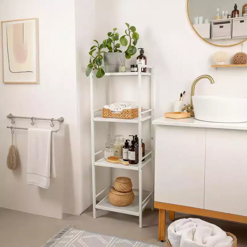 Freestanding 3/4-Tier Metal Kitchen Storage Rack  Space-Saving Organizer Shelf for Bathroom, Bedroom, Living Room, Office