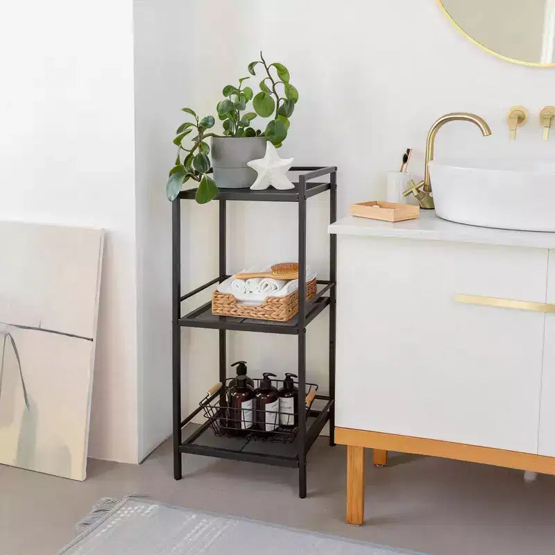 Freestanding 3/4-Tier Metal Kitchen Storage Rack  Space-Saving Organizer Shelf for Bathroom, Bedroom, Living Room, Office