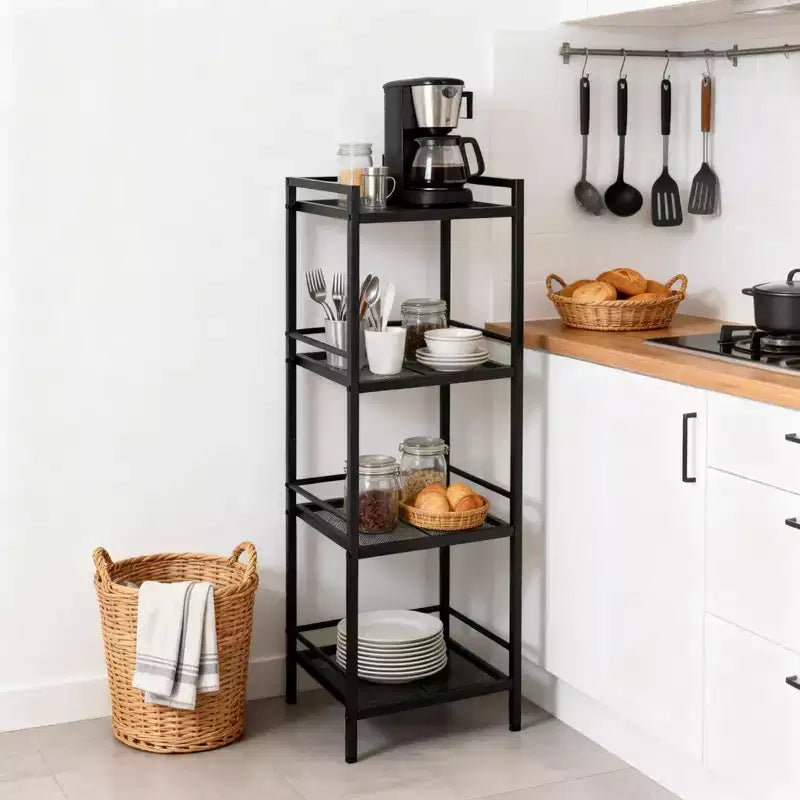 Freestanding 3/4-Tier Metal Kitchen Storage Rack  Space-Saving Organizer Shelf for Bathroom, Bedroom, Living Room, Office