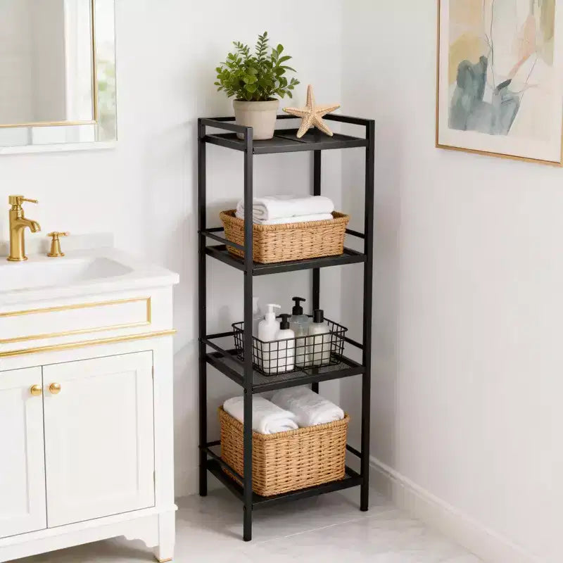 Freestanding 3/4-Tier Metal Kitchen Storage Rack  Space-Saving Organizer Shelf for Bathroom, Bedroom, Living Room, Office
